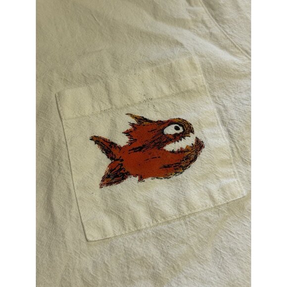 Pirana‎ Joe White Cotton Button Down Size Medium Beach Travel Vacation Preppy - Picture 6 of 10